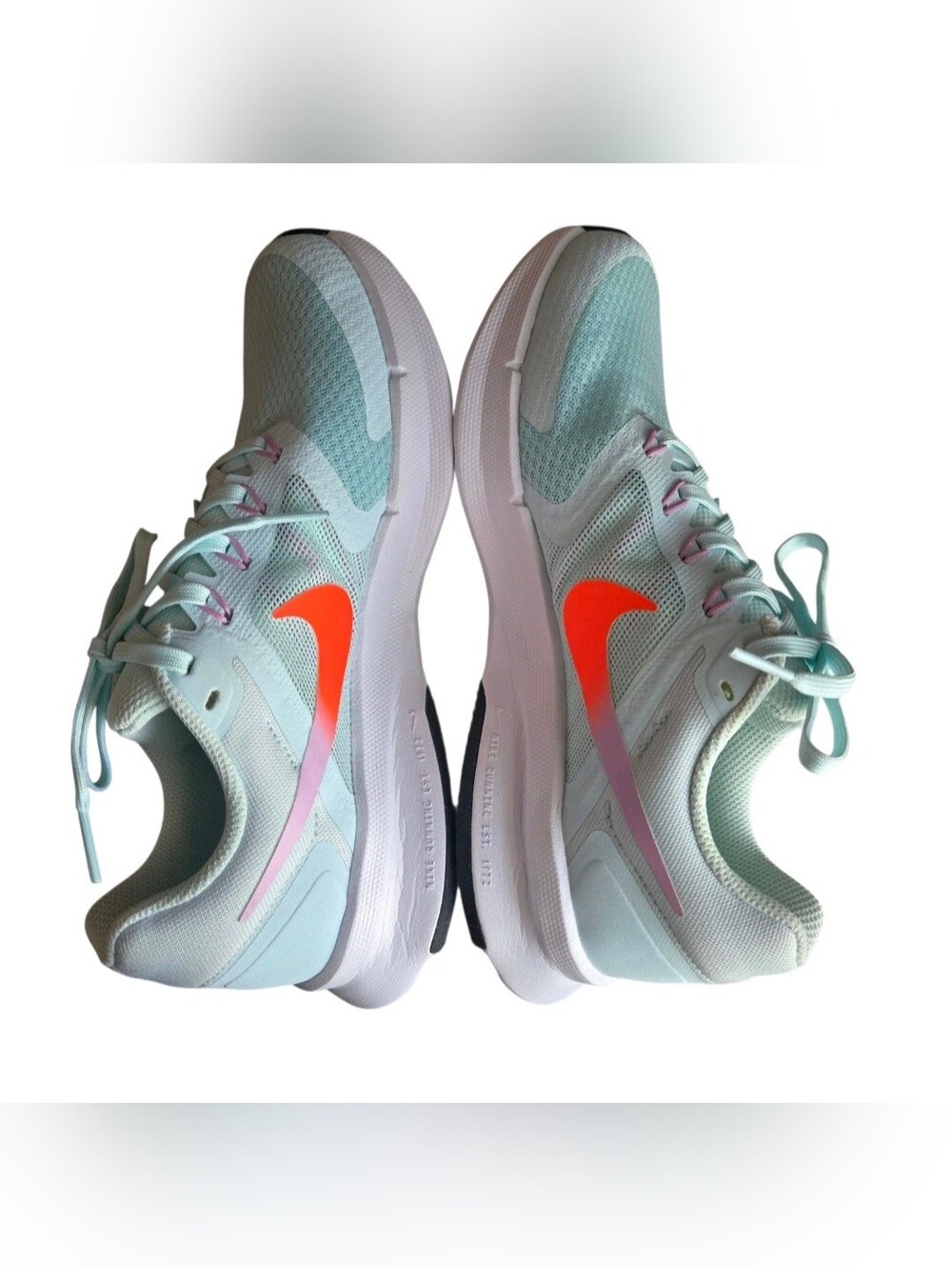 Nike Women's Light Blue Running Shoes with Orange Swoosh - Picture 4 of 7